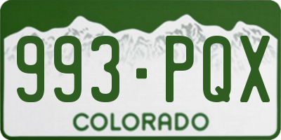 CO license plate 993PQX