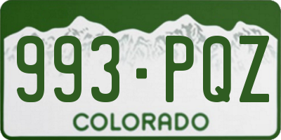 CO license plate 993PQZ