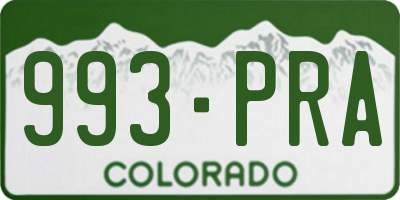 CO license plate 993PRA