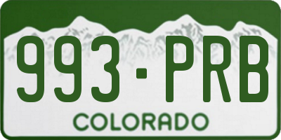 CO license plate 993PRB