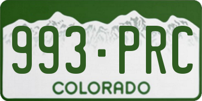 CO license plate 993PRC