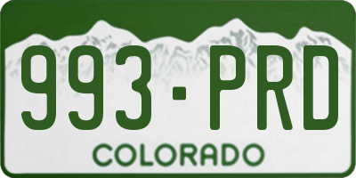 CO license plate 993PRD