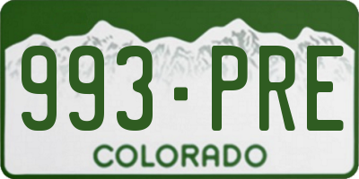 CO license plate 993PRE