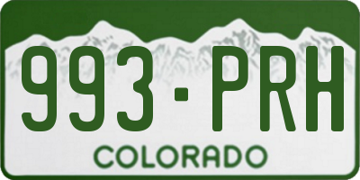 CO license plate 993PRH