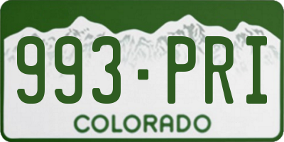 CO license plate 993PRI
