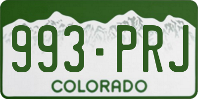 CO license plate 993PRJ
