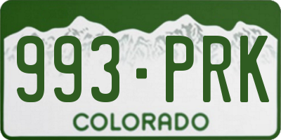 CO license plate 993PRK