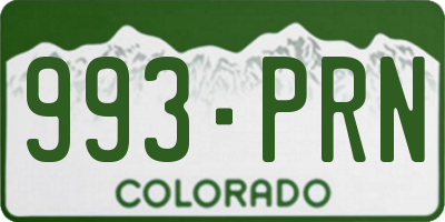 CO license plate 993PRN