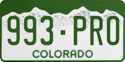 CO license plate 993PRO