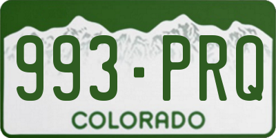 CO license plate 993PRQ