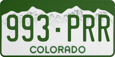 CO license plate 993PRR