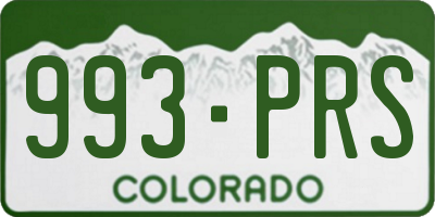 CO license plate 993PRS