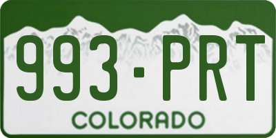 CO license plate 993PRT