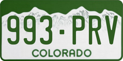 CO license plate 993PRV