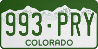 CO license plate 993PRY
