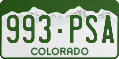 CO license plate 993PSA