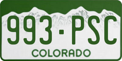 CO license plate 993PSC