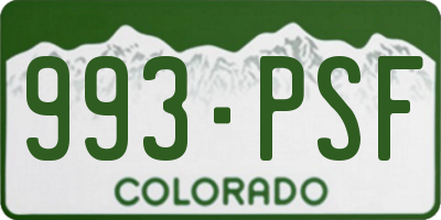 CO license plate 993PSF