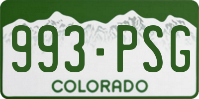 CO license plate 993PSG