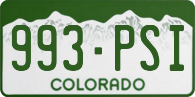 CO license plate 993PSI