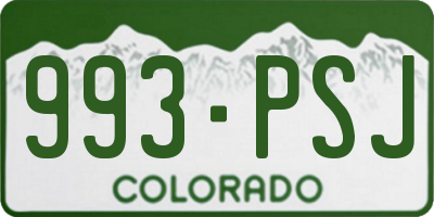 CO license plate 993PSJ