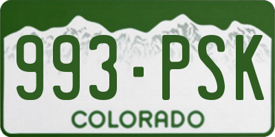 CO license plate 993PSK