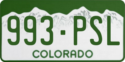 CO license plate 993PSL