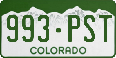 CO license plate 993PST