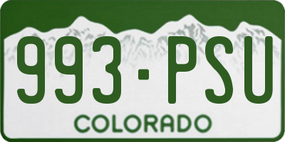 CO license plate 993PSU