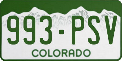 CO license plate 993PSV