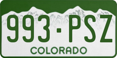 CO license plate 993PSZ