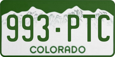CO license plate 993PTC