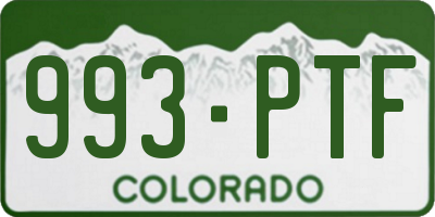 CO license plate 993PTF