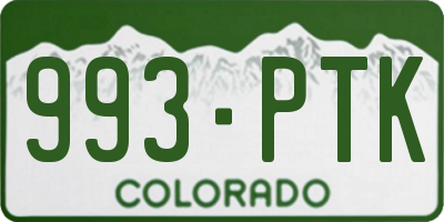 CO license plate 993PTK