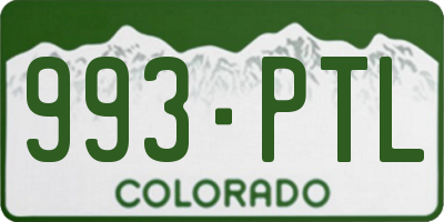 CO license plate 993PTL