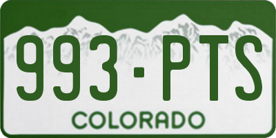 CO license plate 993PTS