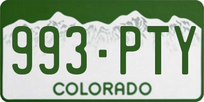CO license plate 993PTY