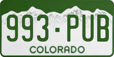 CO license plate 993PUB