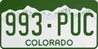 CO license plate 993PUC