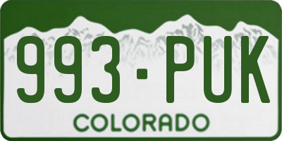 CO license plate 993PUK