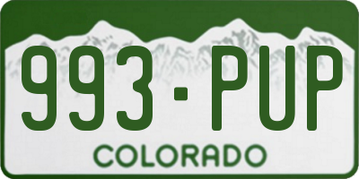 CO license plate 993PUP