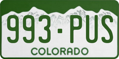 CO license plate 993PUS