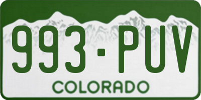 CO license plate 993PUV