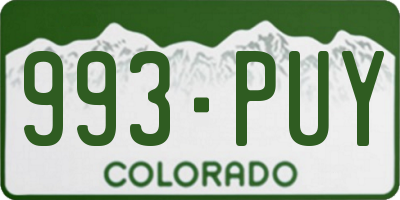 CO license plate 993PUY