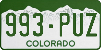 CO license plate 993PUZ