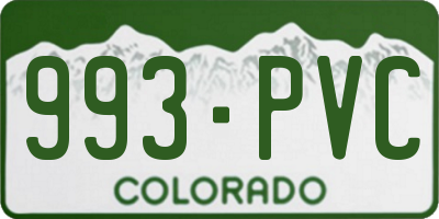 CO license plate 993PVC