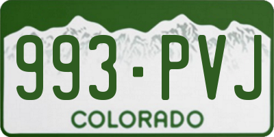CO license plate 993PVJ
