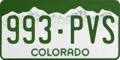 CO license plate 993PVS