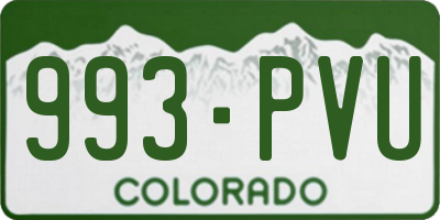 CO license plate 993PVU