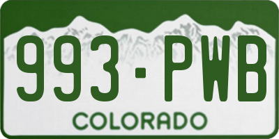 CO license plate 993PWB